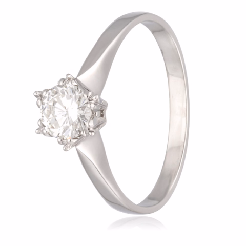 RING SOLITAIRE WHITE GOLD DIAMONDS 0.72 CT COLOR G PURITY VVS WEIGHT 3.51 GR