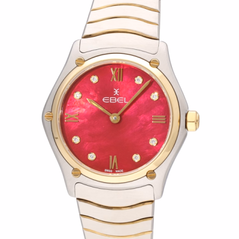 EBEL SPORT CLASSIC LADY 05.3.15.1091 STAINLESS STEEL DIAL RED 29 MM 