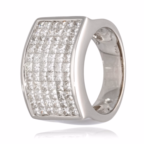 RING PAVÈ WHITE GOLD 18KT DIAMONDS 1 CT WEIGHT 11.27 GR COLOR G PURITY VSI SIZE N° 53