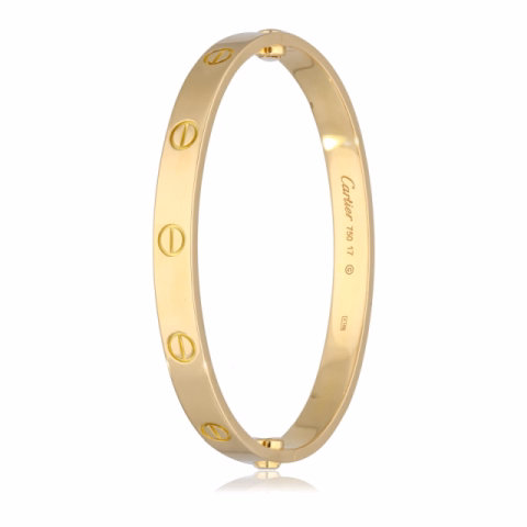CARTIER LOVE BRACELET CRB6067517 YELLOW GOLD WEIGHT 31.73 GR SIZE N° 17 FULL SET YEAR 2013