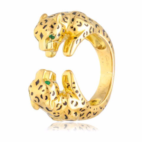 RING CARTIER PANTHERE IN YELLOW GOLD 18KT WITH EMERALD EYE  WEIGHT 16.96GR SIZE 12 / 52 ORIGINAL BOX
