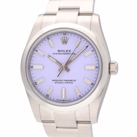 OYSTER PERPETUAL 124200 STAINLESS STEEL AND DIAL LILAC 34 MM FULL SET NEW YEAR 2026