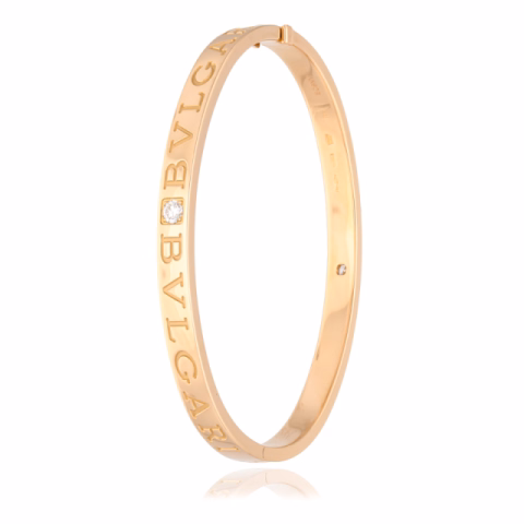 BRACELET BVLGARI ROSE GOLD 18KT WITH DIAMONDS 0.20ct WEIGHT 30.7GR 