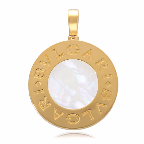 PENDANT BVLGARI DOUBLE FACE YELLOW GOLD 18KT MOTHER OF PEARL WHITE GOLD 18KT ONYX WEIGHT 17.8GR