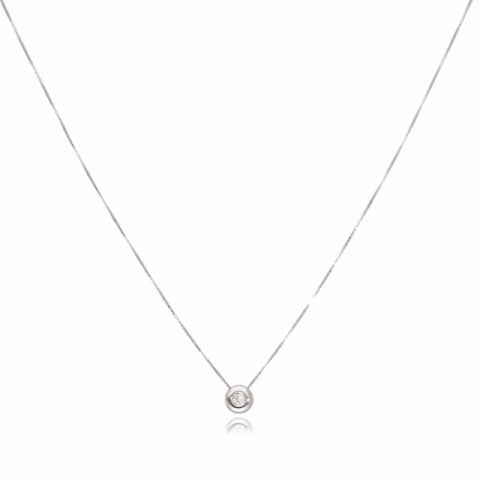 NECKLACE WITH ROUND PENDANT WHITE GOLD 18KT DIAMOND 0.10ct G - VVS WEIGHT 1.2GR LENGHT 20CM