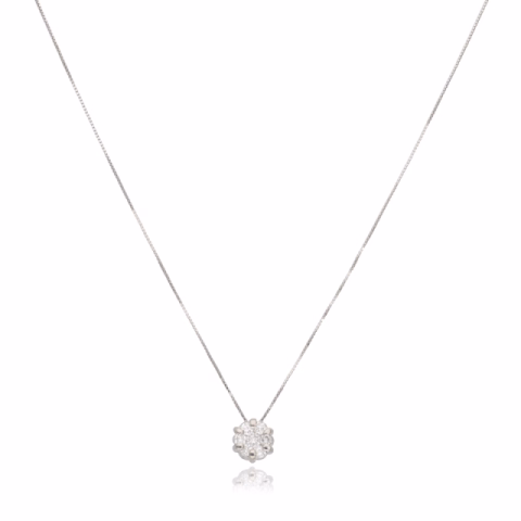 NECKLACE WITH PENDANT FLOWER ILLUSION WHITE GOLD 18KT DIAMOND 0.15ct G - VVS WEIGHT 1.9GR LENGHT 22CM