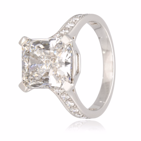 RING SOLITAIRE PLATINUM CENTRAL DIAMOND 5.13ct F / SI1 GIA CERTIFICATE LATERAL 0.42ct WEIGHT 6.15GR SIZE 12 / 52
