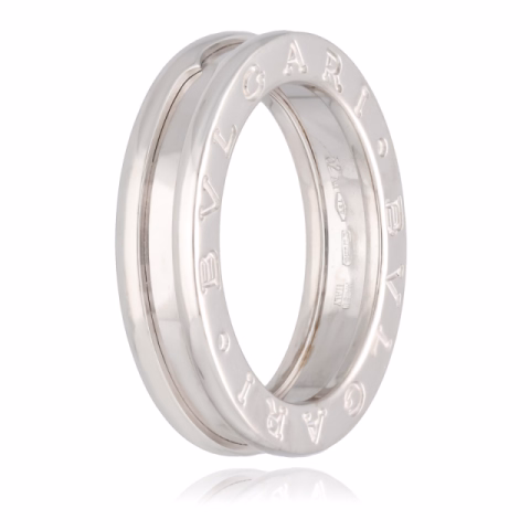 BVLGARI RING WHITE GOLD 6.70 GR N° 52 ORIGINAL BOX