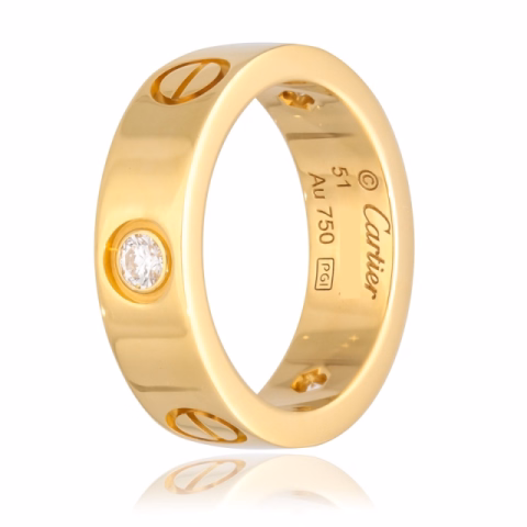 CARTIER RING LOVE B4032452 YELLOW GOLD WITH DIAMONDS 0.23 CT 8.45 GR N°51 FULL SET YEAR 2020