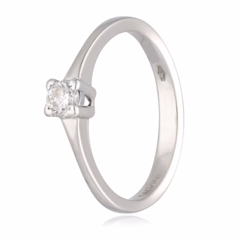 RING SOLITAIRE WHITE GOLD DIAMOND 0.18 CT WEIGHT 2.80 GR SIZE N° 14