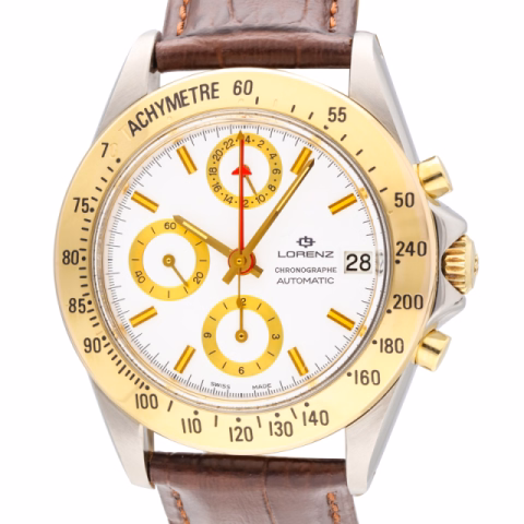 LORENZ LEMANIA 5100 14130 STAINLESS STEEL LEATHER STRAP 39 MM