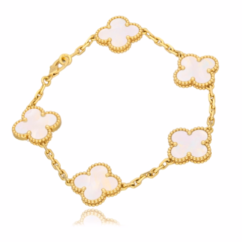 BRACELET VAN CLEEF & ARPELS YELLOW GOLD 18KT MOTHER OF PEARL FLOWER MOTIFS WEIGHT 11.40GR LENGHT 17CM