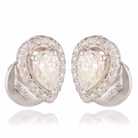 EARRING DAMIANI WHITE GOLD 18KT DIAMONDS CENTRAL TOTAL 1ct LATERAL 0.24ct WEIGHT 5GR - GIA CERTIFICATE 