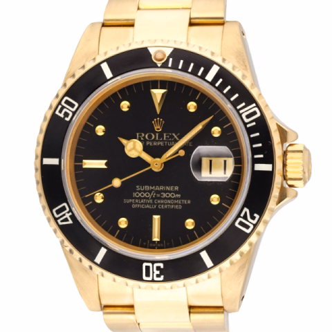 SUBMARINER DATE 16808 YELLOW GOLD 18KT BLACK DIAL GOLDEN NIPPLE 40MM YEAR 1981