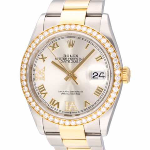 DATEJUST 126283 STAINLESS STEEL YELLOW GOLD 18KT SILVER DIAL DIAMOND BEZEL 36MM YEAR 2020
