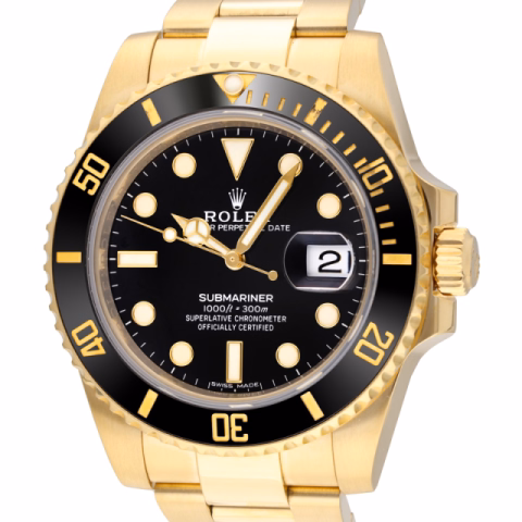 SUBMARINER 116618LN YELLOW GOLD 18KT BLACK DIAL CERAMIC BEZEL 40MM FULL SET YEAR 2021