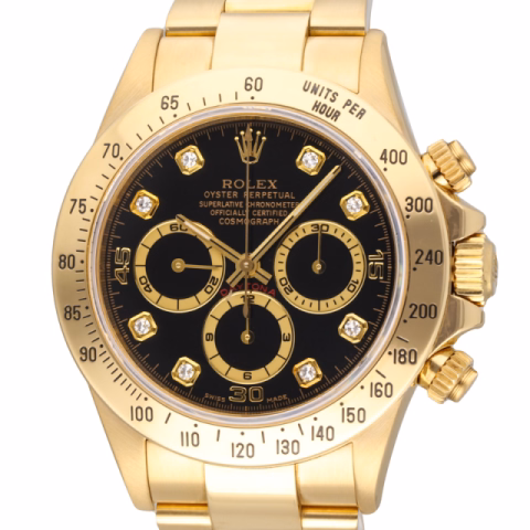 DAYTONA 16528 YELLOW GOLD 18KT BLACK DIAL DIAMOND INDEX 40MM 