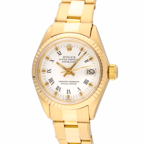 DATEJUST 6917 YELLOW GOLD 18KT WHITE DIAL 26MM BLACK ROMAN