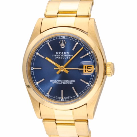 DATEJUST 6827 YELLOW GOLD 18KT BLUE DIAL 31MM AUTOMATIC YEAR 1978
