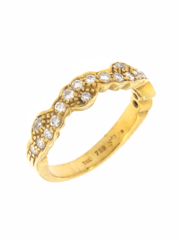 CURVED DIAMOND YELLOW GOLD RING