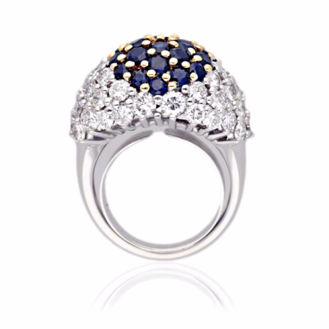 RING WHITE GOLD 13.1GR DIAMONDS 4.5ct / EMERALD 1.50ct SIZE 6 / 46