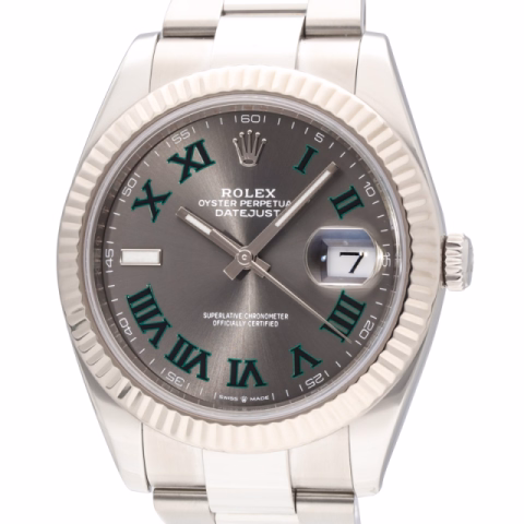DATEJUST 126334 STAINLESS STEEL WHITE GOLD 18KT BEZEL WIMBLEDON DIAL 41MM FULL SET YEAR 2019