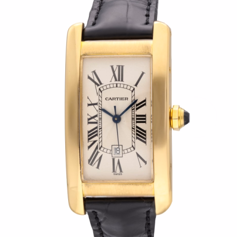 CARTIER TANK AMERICAINE 1725 YELLOW GOLD 22 MM ORIGINAL BOX