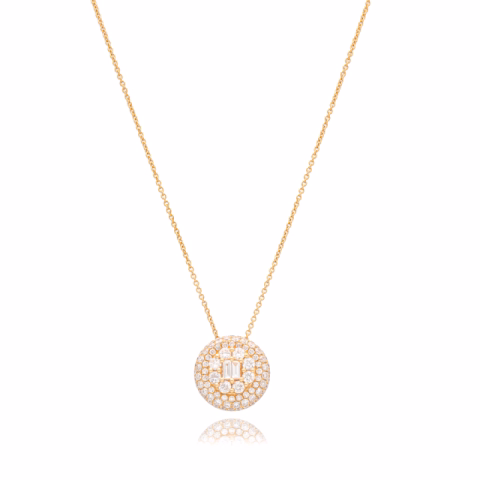 NECKLACE ROUND PENDANT ROSE GOLD WEIGHT 4.84GR LENGHT 40CM TOT DIAMONDS 0.75CT