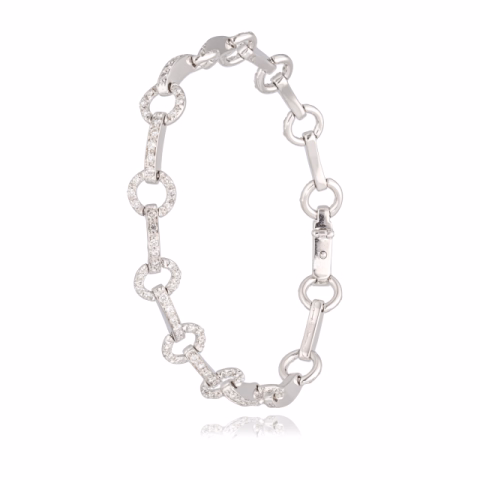 BRACELET WITH 13 RIMS WHITE GOLD DIAMONDS 1.26 CT WEIGHT 11.78 GR LENGHT 18 CM