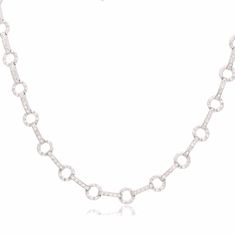BRACELET WITH 31 RIMS WHITE GOLD DIAMONDS 3 CT WEIGHT 29.60 GR LENGHT 42 CM