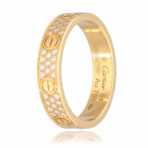 CARTIER CHIODO RING "FINGER SWIPE" CRB4237200 YELLOW GOLD DIAMONDS 0.31 CT WEIGHT 3.91 GR N° 51