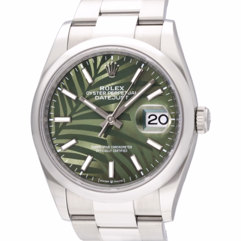 DATEJUST 126200 STAINLESS STEEL DIAL PALM MOTIV 36 MM FULL SET YEAR 2023