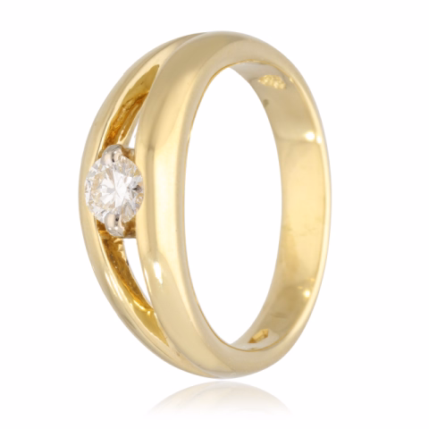RING YELLOW GOLD DIAMOND 0.25 CT COLOR G PURITY VVS WEIGHT 6.91 GR SIZE N° 55