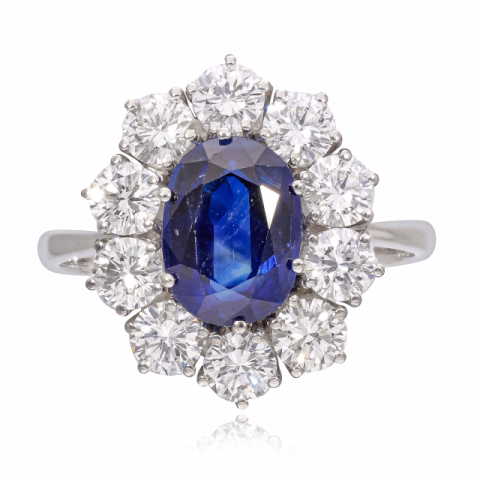 RING LADY D WHITE GOLD DIAMONDS 1.60CT SAPPHIRE 2.25 CT WEIGHT 4.81 GR SIZE N° 58