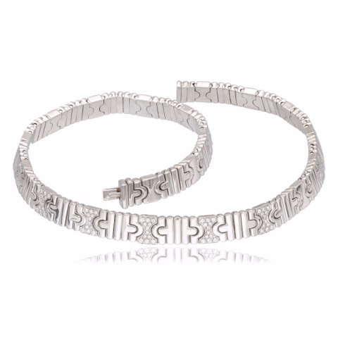 BVLGARI PARENTESI WHITE GOLD 84 DIAMONDS 1.5CT COLOR G PURITY VVS WEIGHT 138 GR LENGHT 42 CM