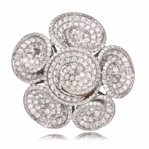 RING SPIRALE WHITE GOLD 18KT DIAMONDS 3.5ct WEIGHT 12.45GR SIZE 13 / 53