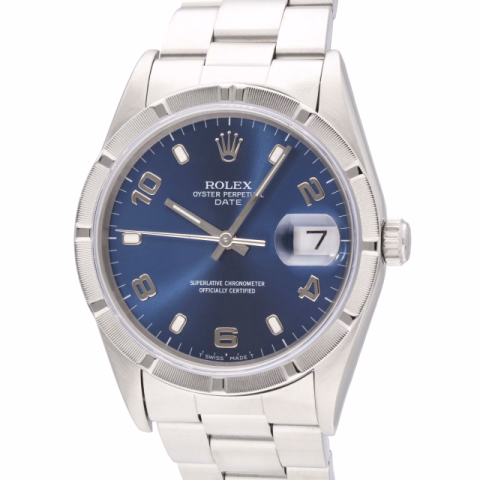 DATE 15210 STAINLESS STEEL BLUE DIAL ARABIC INDEX 34 MM 
