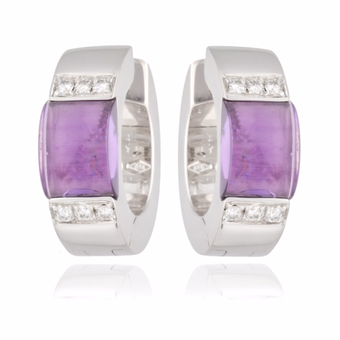 GUCCI EARRING WHITE GOLD AMETYST