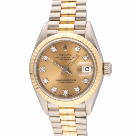 DATEJUST 69178B WHITE GOLD DIAL CHAMPAGNE  BRACELET TRIDOR 26 MM 